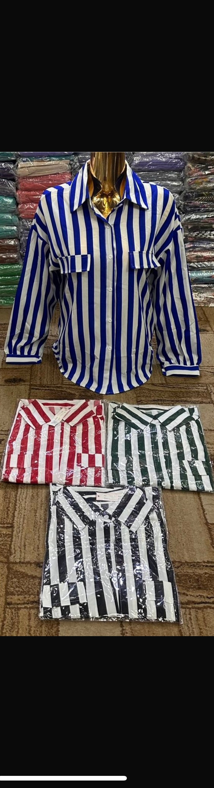 Women's Bold Stripe Oversized Button-Down Shirt Imp